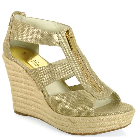 michael kors gold wedge|michael kors denim wedges.